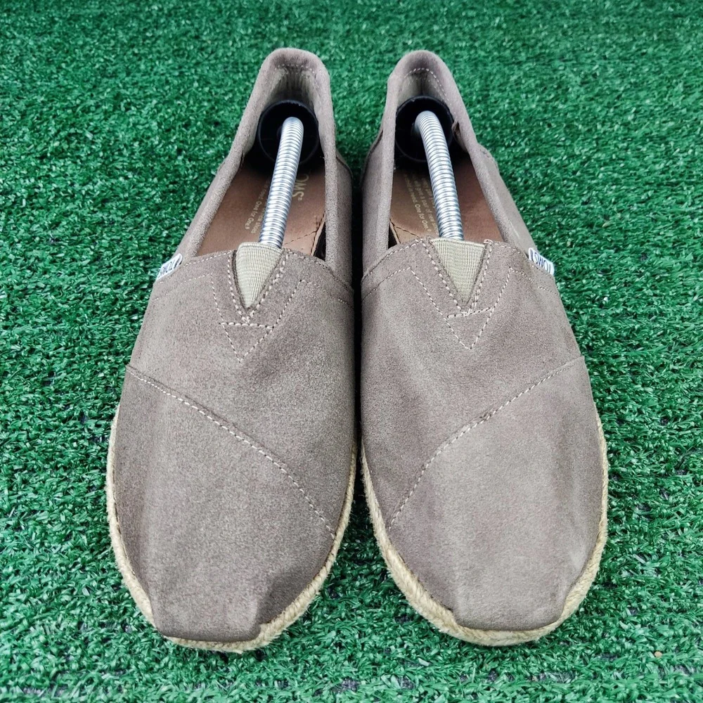 TOMS Shoes Women Size 8 Brown Suede Alpargata Espadrille Slip On Flats